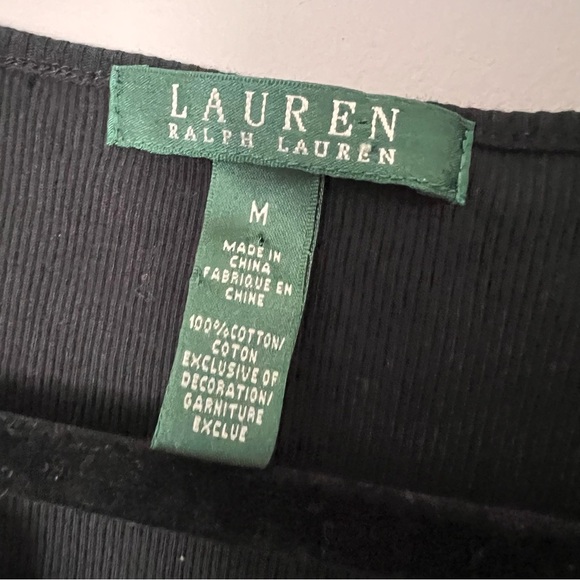 2/25 Lauren Ralph Lauren Lace V Neck Tank Top Vintage 90s Y2K black womens m - Picture 4 of 4